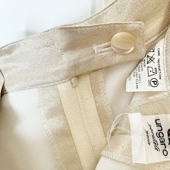 Ungaro Champagne Sparkle High Waisted 80s Vintage Pants Italian Vintage Size 10 - Picture 7 of 9